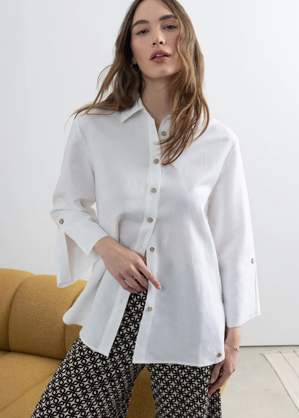 Blusa manga 3 cuartos blanco roto